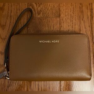 Michael Kors Tan Leather Wristlet